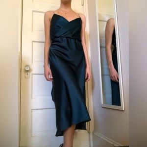 Dark green dress for ball, cocktails and evening parties